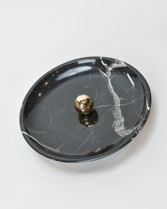 Black Marble Serving Bowl with Round Handle