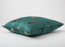 Load image into Gallery viewer, Green Pillow with Yellow Feather
