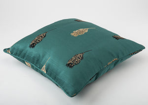 Green Pillow with Yellow Feather