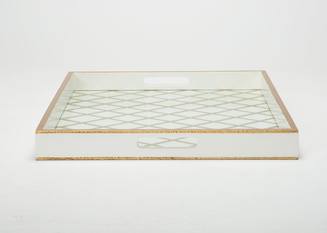White Tray with gold line