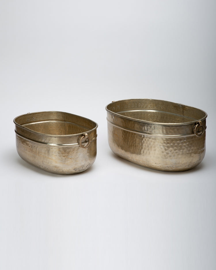 Set of 2 Champagne Silver Planters