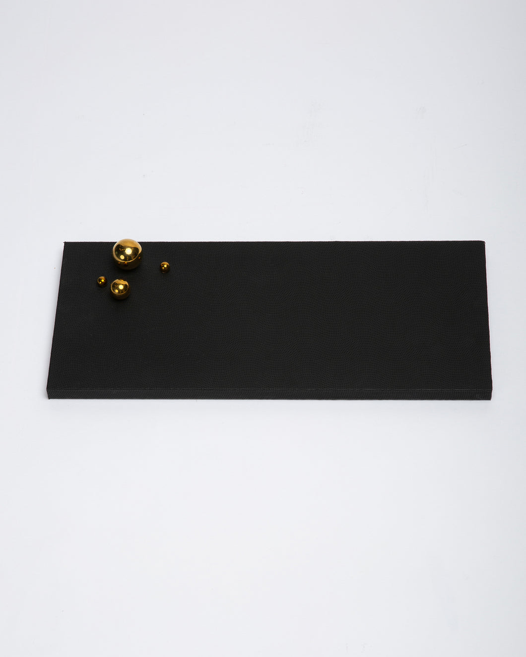 Giobagnara Black Leather Tray with Golden Bubbles.