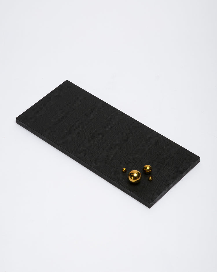 Giobagnara Black Leather Tray with Golden Bubbles.
