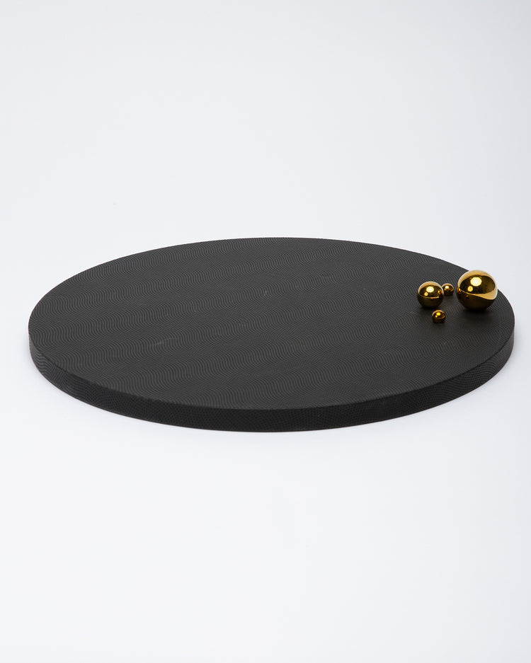 Giobagnara Black Leather Tray with Golden Bubbles