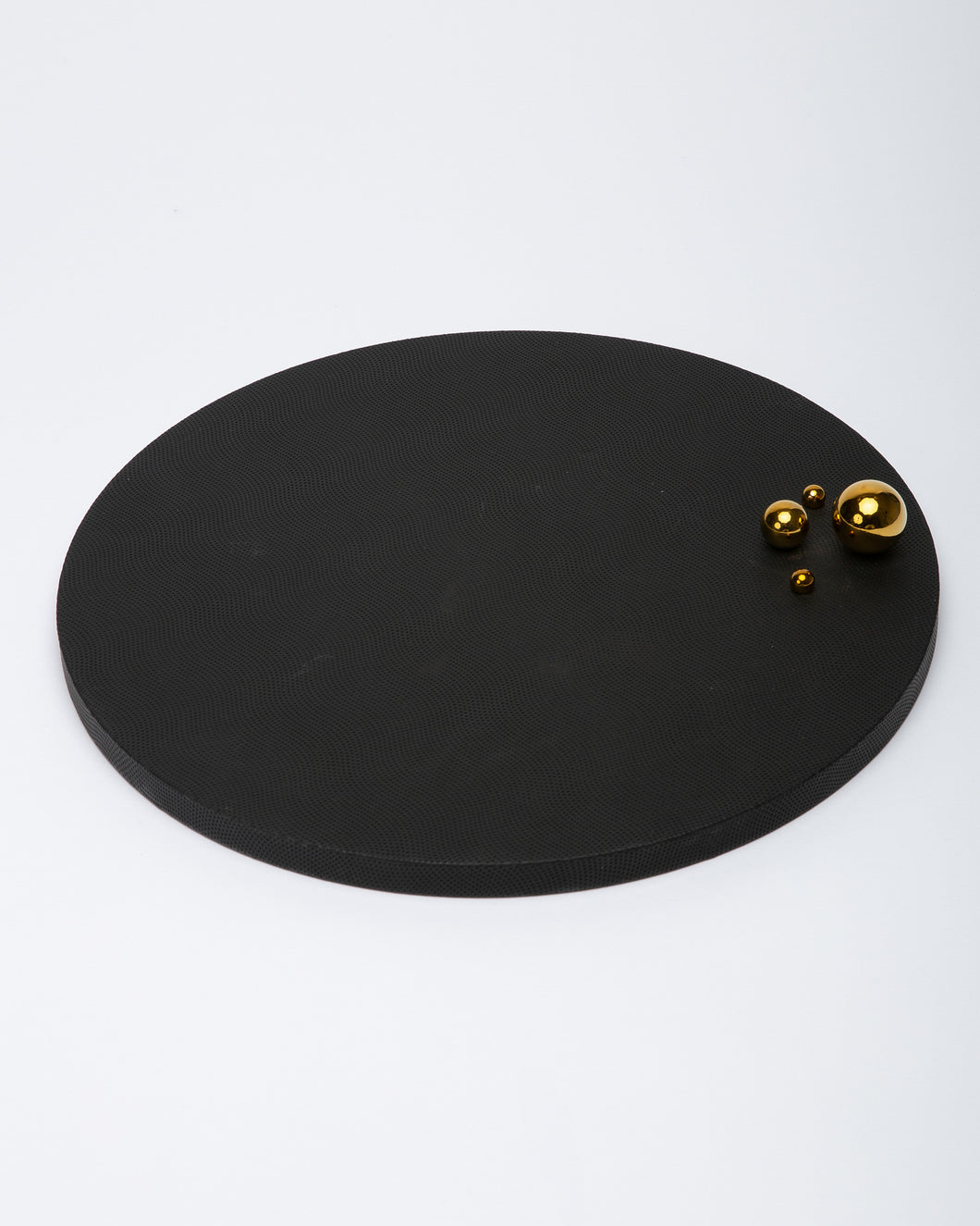 Giobagnara Black Leather Tray with Golden Bubbles