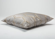 Load image into Gallery viewer, Silver Silk Pillow with Gold Embroidery
