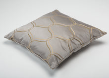 Load image into Gallery viewer, Silver Silk Pillow with Gold Embroidery
