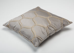 Silver Silk Pillow with Gold Embroidery