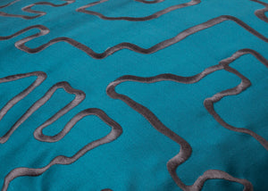 Jade Silk Pillow with Brown Embroidery