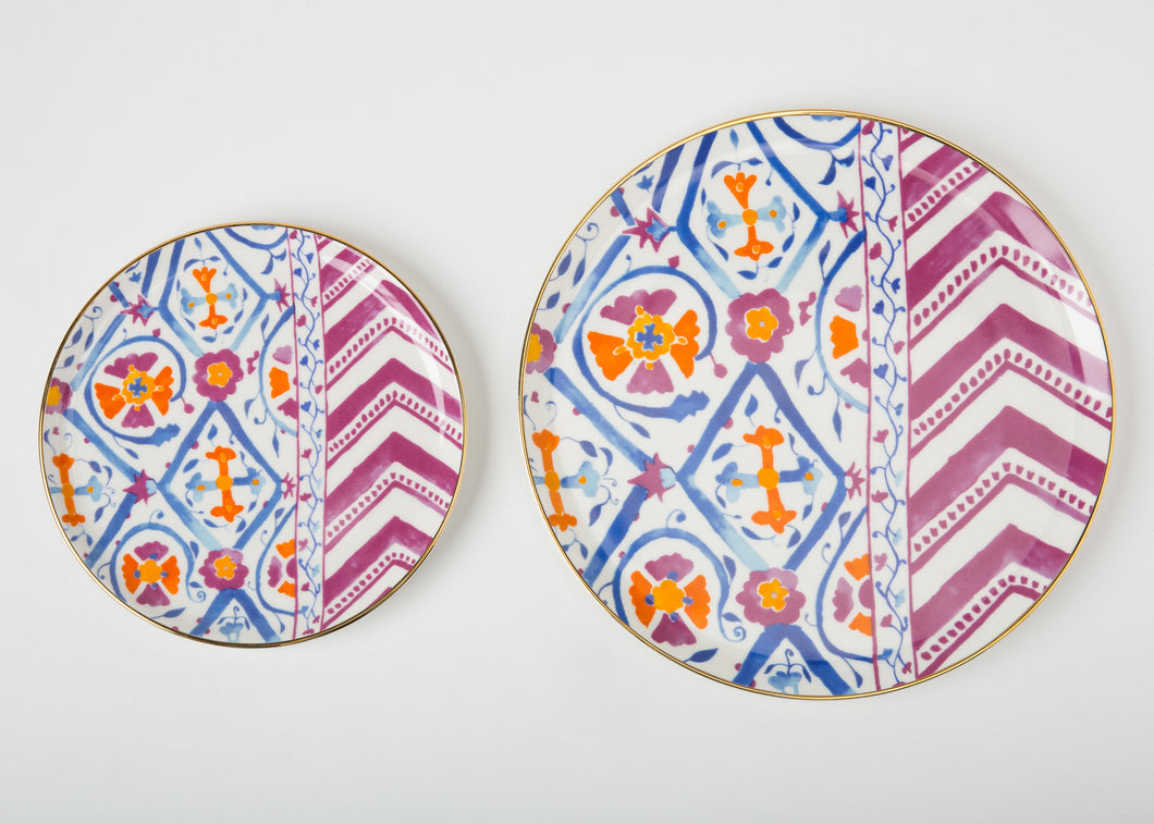 POSH Light Blue & Orange Dessert and Dinner Plate