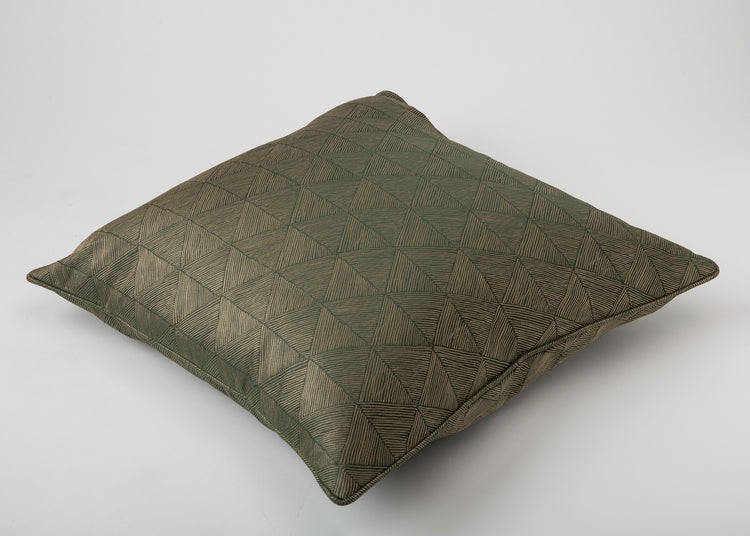 Dark Green Silk Pillow with Embroidery