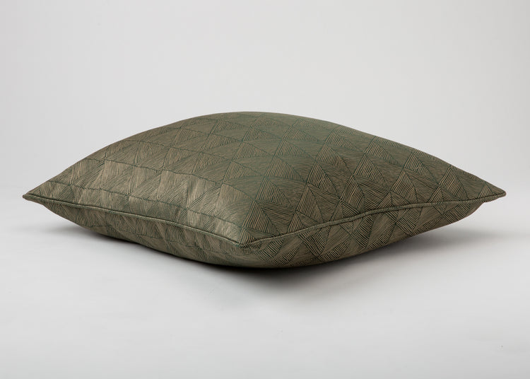 Dark Green Silk Pillow with Embroidery