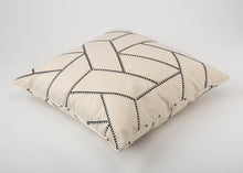 Load image into Gallery viewer, Cream Pillow with Grey &amp; Light Blue Embroidery

