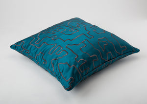 Jade Silk Pillow with Brown Embroidery